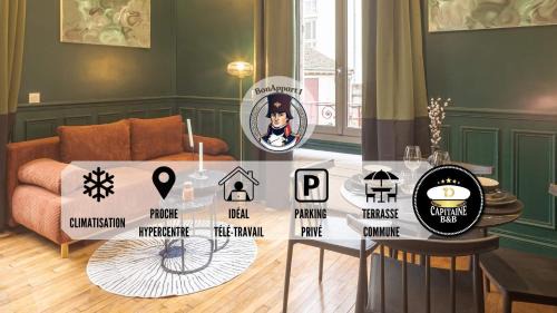 Troyes Apartment | BonAppart 1 - Charme Napoléonien & Confort - Climatisation