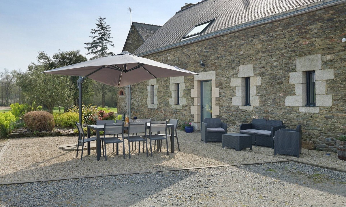Taupont House | Gîte La Grange de Bréhaut: terrace, garden, and Wi-Fi