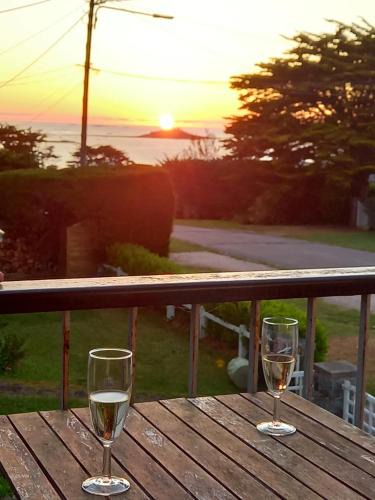 Sables-d'Or-les-Pins House | Sunset View over beach at Sables d'Or