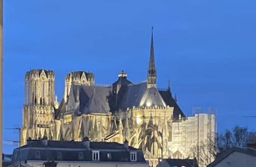 Reims City Centre Apartment | Apartment terrace cathedral view city center