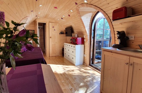 Ville Cabin | Gîte D'alsace La Roulotte des Prunelles Sauvages Spa/jacuzzi Privatif