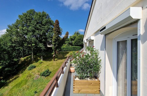 Lourdes Bed & Breakfast | guest room overlooking the town of Lourdes and splendid view of the Pyrenees