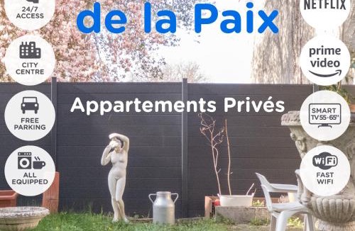Verdun Apartment | L'Amour de la Paix - City center - Garden - Near station - SmartTV65" Netflix & PrimeVideo - Warm cozy vibe - Free parking nearby with CCTV - Managed by Presta-Zen'Services
