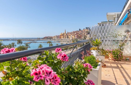 Menton Apartment | Stunning 2BR Top-Floor Apt with A/C, Sea View Terrace, Near Beach & Center