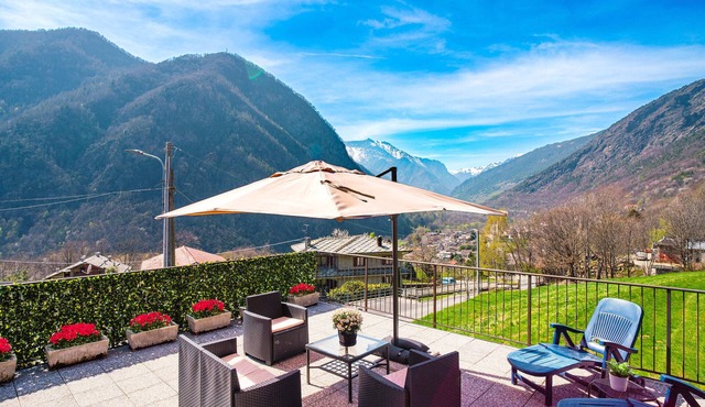 Alpine home with panoramic terrace and fireplace