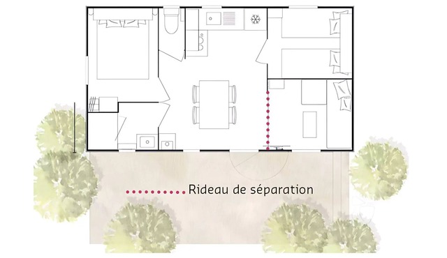 Camping Sunêlia Le Séquoia * - Mobil home Prestige Plus 32m² 2 chambres - climatisé 5 personnes