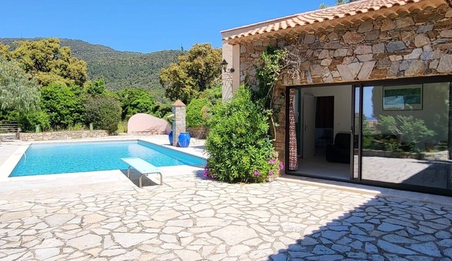 Green paradise with large private pool & sea view on the French Riviera (2–4 p.)