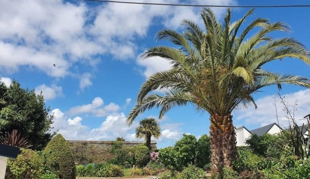 Traditional house in Henvic, green garden, close to the sea.